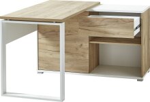Schreibtisch >M-414< (BxHxT: 120x75x117 cm) in weiss | braun