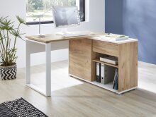 Schreibtisch >M-414< (BxHxT: 120x75x117 cm) in weiss | braun