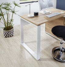 Schreibtisch >M-414< (BxHxT: 120x75x117 cm) in weiss | braun