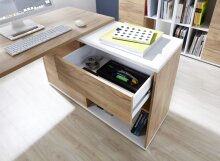Schreibtisch >M-414< (BxHxT: 120x75x117 cm) in weiss | braun