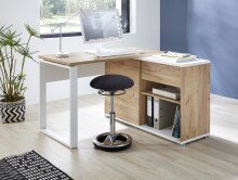 Schreibtisch >M-414< (BxHxT: 120x75x117 cm) in weiss | braun