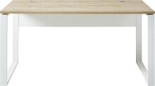 Schreibtisch >M-414< (BxHxT: 158x75x79 cm) in weiss | braun - 158x75x79 (BxHxT)