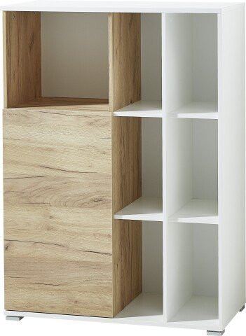 Kommode >M-414< (BxHxT: 85x120x40 cm) in weiss | braun - 85x120x40cm (BxHxT)