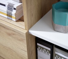 Kommode >M-414< (BxHxT: 85x120x40 cm) in weiss | braun - 85x120x40cm (BxHxT)