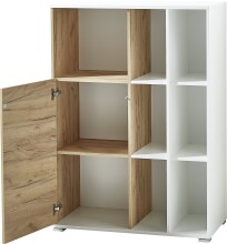 Kommode >M-414< (BxHxT: 85x120x40 cm) in weiss | braun - 85x120x40cm (BxHxT)