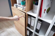 Kommode >M-414< (BxHxT: 85x120x40 cm) in weiss | braun - 85x120x40cm (BxHxT)