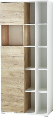 Bücherregal >M-414< (BxHxT: 85x197x40 cm) in weiss | braun - 85x197x40cm (BxHxT)