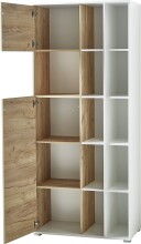 Bücherregal >M-414< (BxHxT: 85x197x40 cm) in weiss | braun - 85x197x40cm (BxHxT)