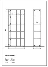 Bücherregal >M-414< (BxHxT: 85x197x40 cm) in weiss | braun - 85x197x40cm (BxHxT)