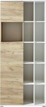 Bücherregal >M-414< (BxHxT: 85x197x40 cm) in weiss | braun - 85x197x40cm (BxHxT)