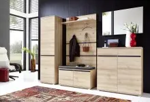 Garderobenpaneel >M-401< (BxHxT: 96x147x30 cm) in hellbraun - 96x147x30 (BxHxT)