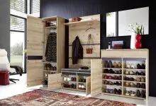 Garderobenpaneel >M-401< (BxHxT: 96x147x30 cm) in hellbraun - 96x147x30 (BxHxT)