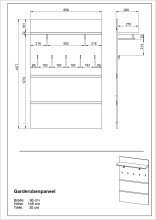 Garderobenpaneel >M-401< (BxHxT: 96x147x30 cm) in hellbraun - 96x147x30 (BxHxT)