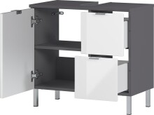 Waschbeckenunterschrank >M-415< (BxHxT: 60x56x34 cm) in anthrazit | weiss