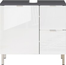 Waschbeckenunterschrank >M-415< (BxHxT: 60x56x34 cm) in anthrazit | weiss