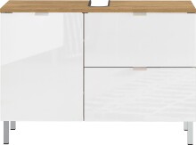 Waschbeckenunterschrank >M-415< (BxHxT: 80x56x34 cm) in hellbraun | weiss