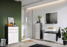 Waschbeckenunterschrank >M-415< (BxHxT: 80x56x34 cm) in anthrazit | weiss