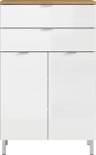 Kommode >M-415< (BxHxT: 60x97x34 cm) in hellbraun | weiss - 60x97x34cm (BxHxT)