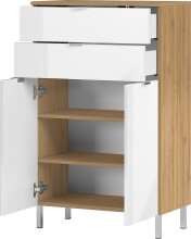 Kommode >M-415< (BxHxT: 60x97x34 cm) in hellbraun | weiss - 60x97x34cm (BxHxT)