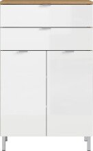 Kommode >M-415< (BxHxT: 60x97x34 cm) in hellbraun | weiss - 60x97x34cm (BxHxT)