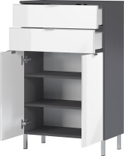 Kommode >M-415< (BxHxT: 60x97x34 cm) in anthrazit | weiss - 60x97x34cm (BxHxT)