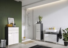 Kommode >M-415< (BxHxT: 60x97x34 cm) in anthrazit | weiss - 60x97x34cm (BxHxT)