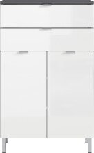 Kommode >M-415< (BxHxT: 60x97x34 cm) in anthrazit | weiss - 60x97x34cm (BxHxT)