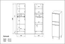 Midischrank >M-415< (BxHxT: 34x120x34 cm) in hellbraun | weiss