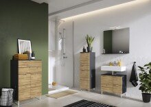 Midischrank >M-415< (BxHxT: 34x120x34 cm) in anthrazit | hellbraun