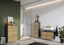 Midischrank >M-415< (BxHxT: 34x120x34 cm) in anthrazit | hellbraun
