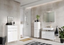 Midischrank >M-415< (BxHxT: 34x120x34 cm) in weiss - 34x120x34cm (BxHxT)