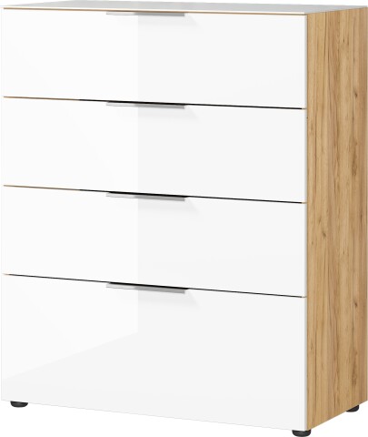 Kommode >M-404< (BxHxT: 83x102x42 cm) in braun | weiss - 83x102x42cm (BxHxT)