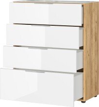 Kommode >M-404< (BxHxT: 83x102x42 cm) in braun | weiss - 83x102x42cm (BxHxT)