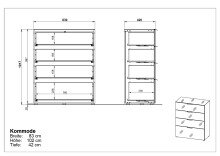 Kommode >M-404< (BxHxT: 83x102x42 cm) in braun | weiss - 83x102x42cm (BxHxT)