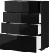 Kommode >M-404< (BxHxT: 83x102x42 cm) in schwarz - 83x102x42cm (BxHxT)