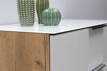 Kommode >M-404< (BxHxT: 83x102x42 cm) in braun | weiss - 83x102x42cm (BxHxT)