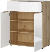 Kommode >M-404< (BxHxT: 83x102x42 cm) in braun | weiss - 83x102x42cm (BxHxT)