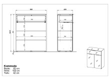Kommode >M-404< (BxHxT: 83x102x42 cm) in schwarz - 83x102x42cm (BxHxT)