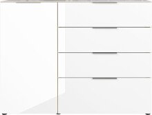 Sideboard >M-404< (BxHxT: 134x102x42 cm) in braun | weiss - 134x102x42cm (BxHxT)