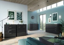 Sideboard >M-404< (BxHxT: 134x102x42 cm) in schwarz - 134x102x42cm (BxHxT)