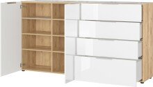 Sideboard >M-404< (BxHxT: 184x102x42 cm) in braun | weiss - 184x102x42cm (BxHxT)