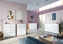 Sideboard >M-404< (BxHxT: 184x102x42 cm) in braun | weiss - 184x102x42cm (BxHxT)