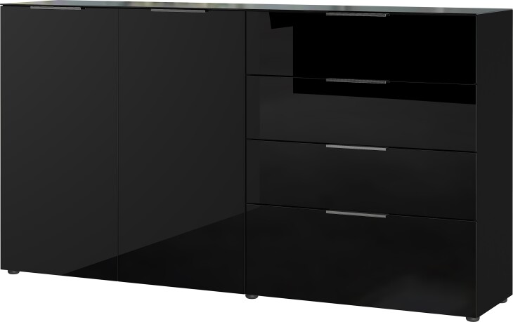 Sideboard >M-404< (BxHxT: 184x102x42 cm) in schwarz - 184x102x42cm (BxHxT)
