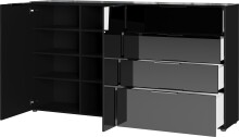 Sideboard >M-404< (BxHxT: 184x102x42 cm) in schwarz - 184x102x42cm (BxHxT)