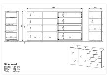 Sideboard >M-404< (BxHxT: 184x102x42 cm) in weiss - 184x102x42cm (BxHxT)