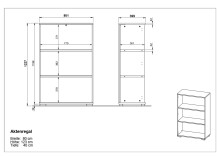 Bücherregal >M-416< (BxHxT: 80x123x40 cm) in grau | anthrazit
