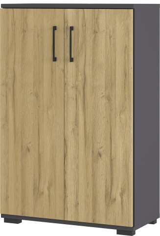 Kommode >M-416< (BxHxT: 80x123x40 cm) in anthrazit | hellbraun