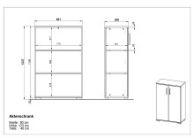 Kommode >M-416< (BxHxT: 80x123x40 cm) in anthrazit | hellbraun