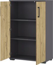 Kommode >M-416< (BxHxT: 80x123x40 cm) in anthrazit | hellbraun