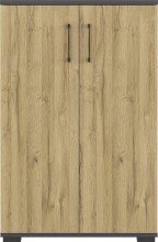 Kommode >M-416< (BxHxT: 80x123x40 cm) in anthrazit | hellbraun